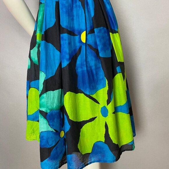 Jax Floral Dress FLAWS A-Line Size 6 Blue Green Yellow Fit and Flare Sleeveless - Picture 6 of 14